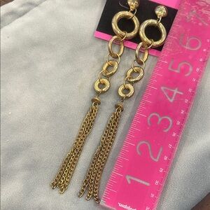 Vintage Long Gold Chain & Tassel Earrings-NWT